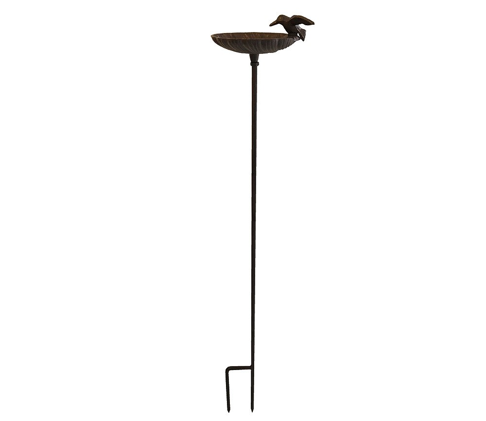 Vogeltränke Gartenstecker Vogelbad mit Stab Futterstation Antik-Stil 100cm