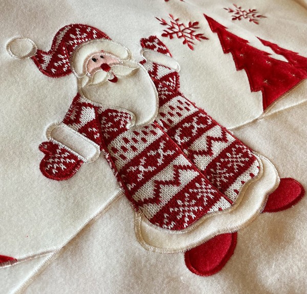 Weihnachtsbaumdecke Weihnachtsmann Weiß Rot Christbaum-Unterlage Ø 90cm