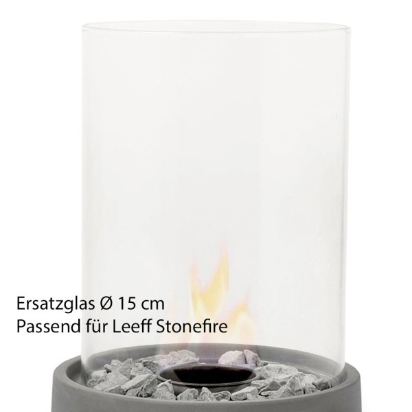 Leeff Ersatzglas für Stonefire Tischkamin Glaszylinder Tischfeuer Rund 15cm