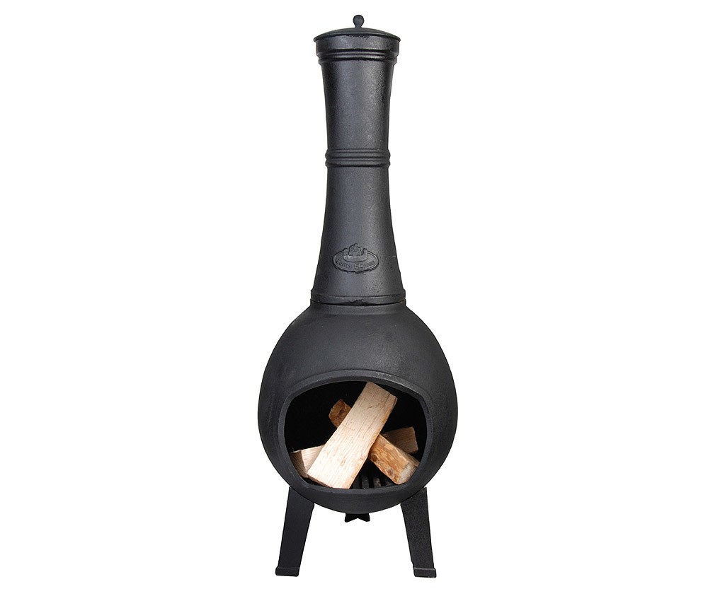 Terrassenofen Gusseisen Aztekenofen Terassenkamin Schwarz 104cm