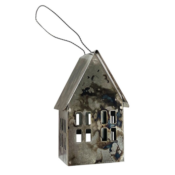 Christbaumschmuck Haus Metall angelaufen Christbaumanhänger Vintage-Stil