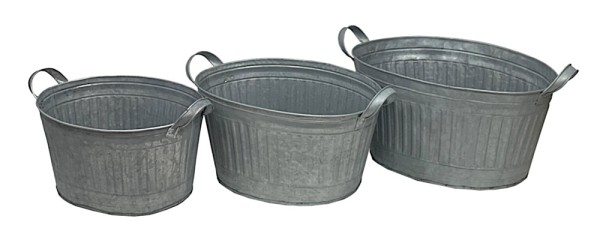 Zink Blumentopf Oval Zinkwanne mit Griffen Pflanztopf Zinktopf Antik-Stil