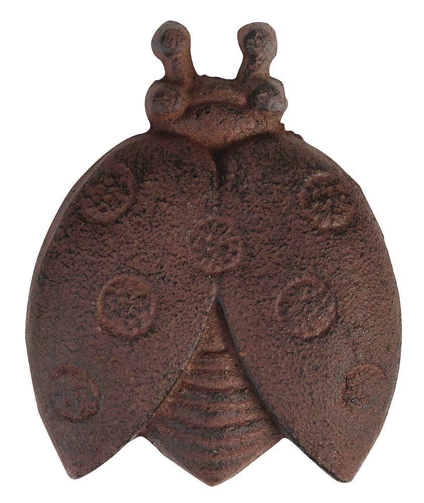 Marienkäfer Figur Gartenfigur Gusseisen Braun Wanddeko Dekofigur Antik-Stil