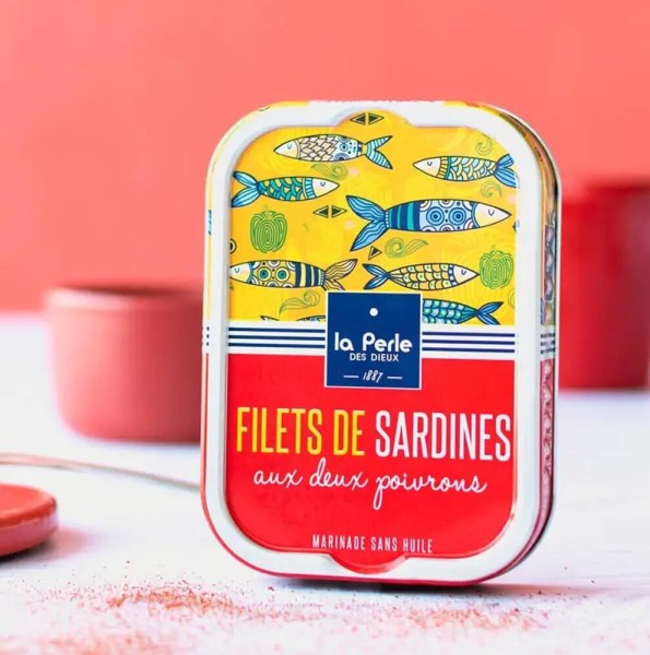 La Perle des Dieux Sardinen-Filets mit zweierlei Paprika - Ohne Öl - Dose 115 g