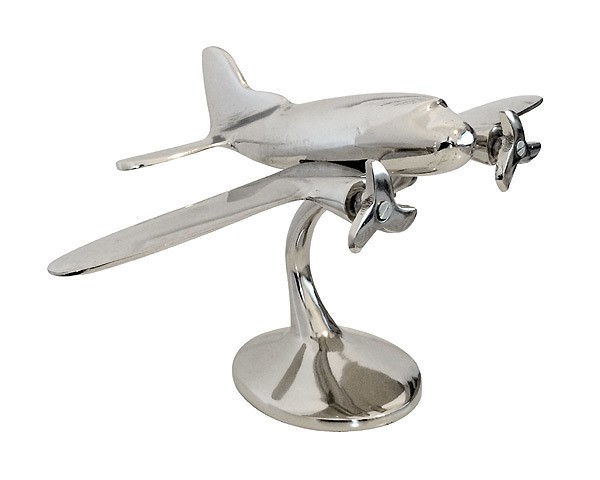 Flugzeug Modell Modellflugzeug Metall silber 20cm