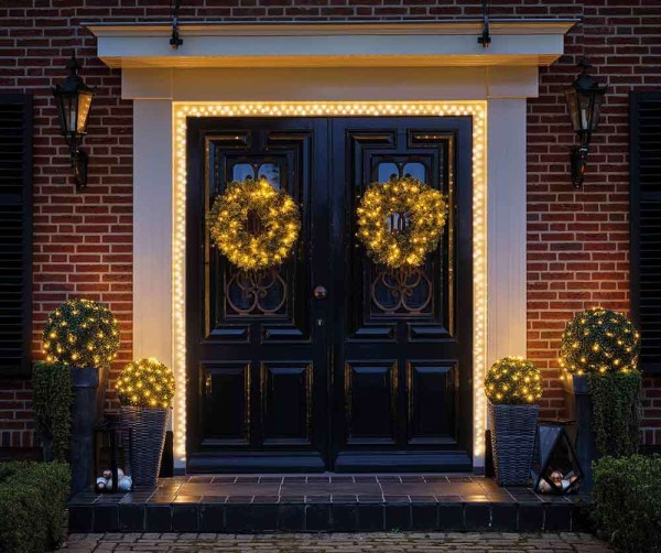 Lichterkette für Haustür Türrahmen 550 cm 440 LED warmweiß Außen Innen 8 Modi