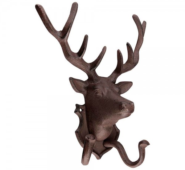 Wandgarderobe Metall Hirsch Gusseisen Braun Garderobenhaken Wandhaken