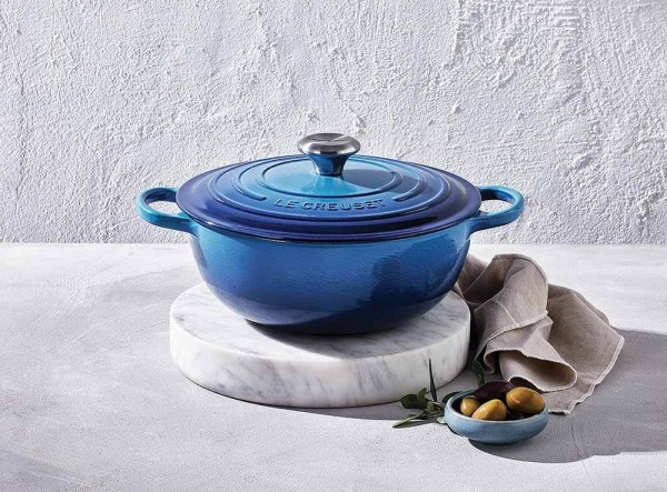 Le Creuset La Marmite Signature Familientopf Gusseisen Azure Blau 28cm