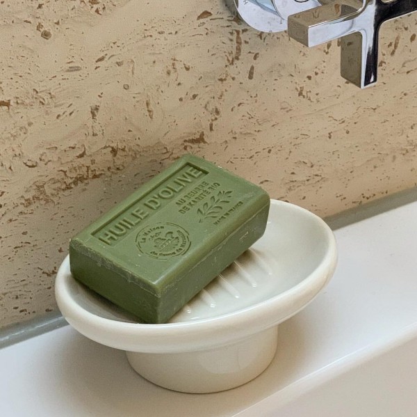 Seifenschale Porzellan mit Fuß Weiß Paris Seifenhalter Vintage Nostalgie