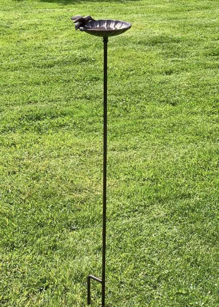 Vogeltränke Gartenstecker Vogelbad mit Stab Futterstation Antik-Stil 100cm