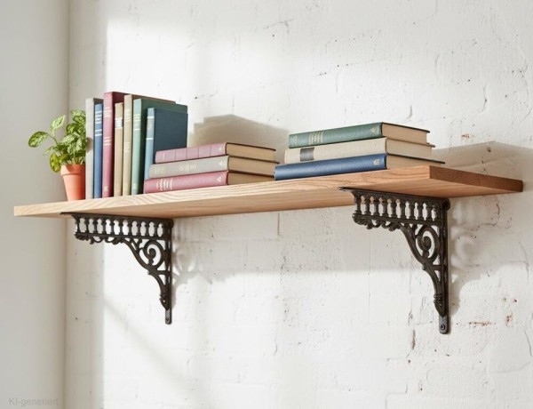 Regalträger Gründerzeit-Stil Regalhalter Regalwinkel Gusseisen Braun 23x27cm