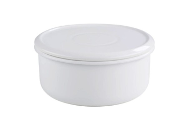 Riess Keksdose Brotdose Emaille Weiß Plätzchendose Aufbewahrungsdose Ø 24cm