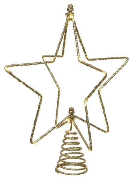 Weihnachtsbaumspitze beleuchtet Stern Gold LED Christbaumspitze Warmweiß Timer