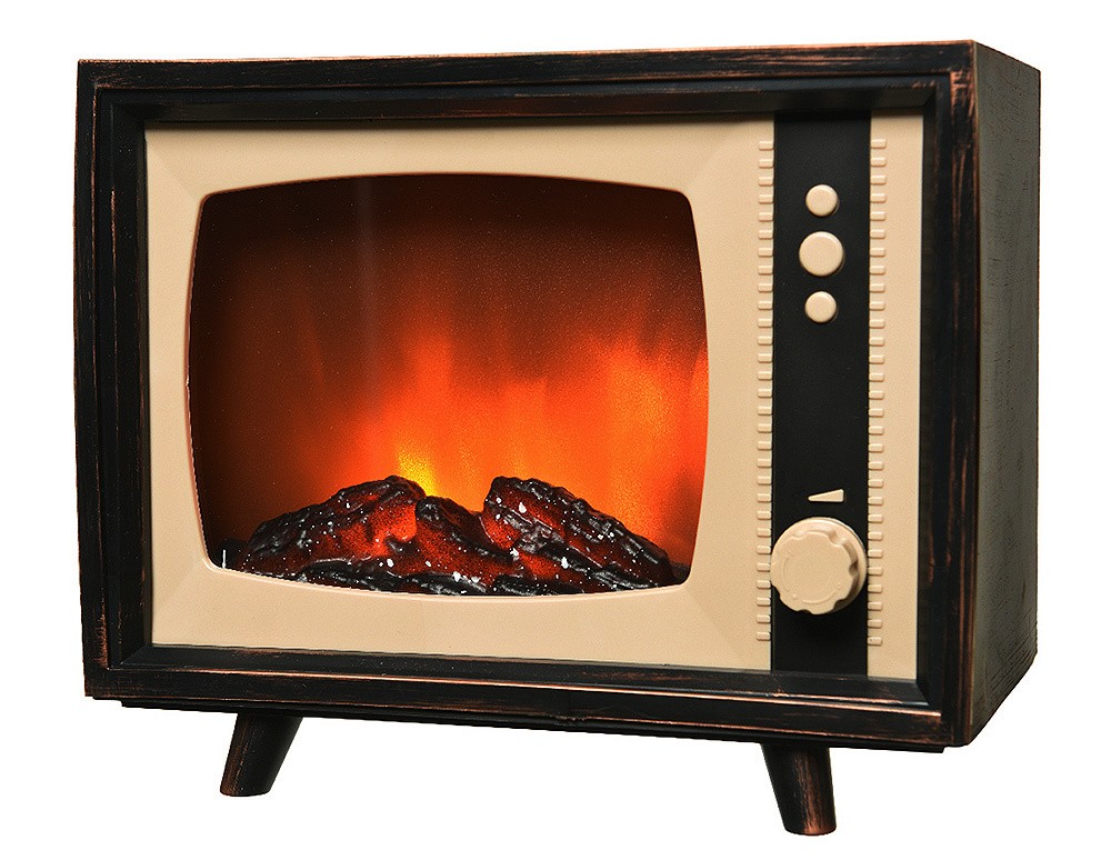 LED Kamin Retro Fernseher mit Beleuchtung Flammeneffekt Dimmbar Nostalgie LED Kamin Retro Fernseher mit Beleuchtung Flammeneffekt Dimmbar Nostalgie