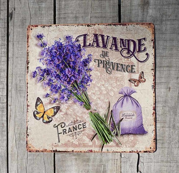Blechschild Lavande de Provence Dekoschild Lavendel Nostalgie 30x30cm
