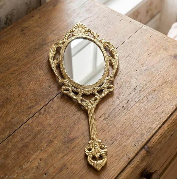 Handspiegel Prinzessin Gold Barock Schminkspiegel Antik-Stil Karneval Halloween