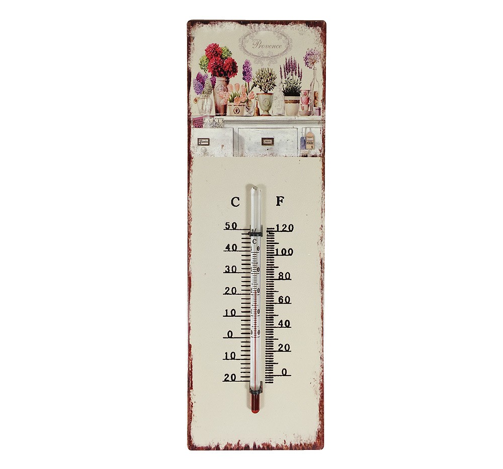 Wandthermometer Provence Blumen Thermometer Vintage Nostalgie Blechschild