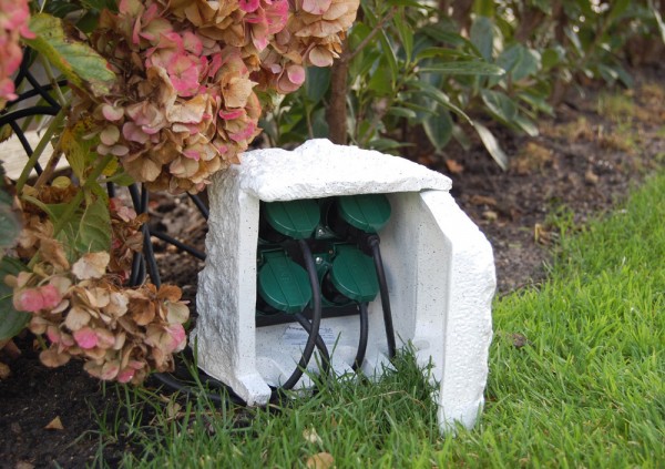 Ubbink StoneDecor 4-fach Außensteckdose Gartensteckdose Fels-Design