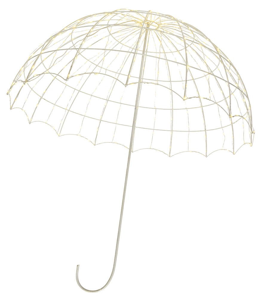 LED Leuchte Regenschirm Weiß Weihnachtsdeko Beleuchtet Warmweiß Innen/Außen 70cm