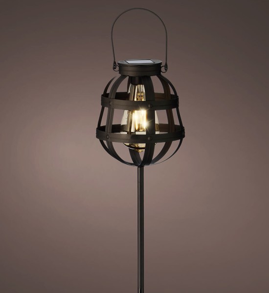 Solarleuchte Garten Balkon Vintage-Stil Schwarz mit Spieß und zum Aufhängen