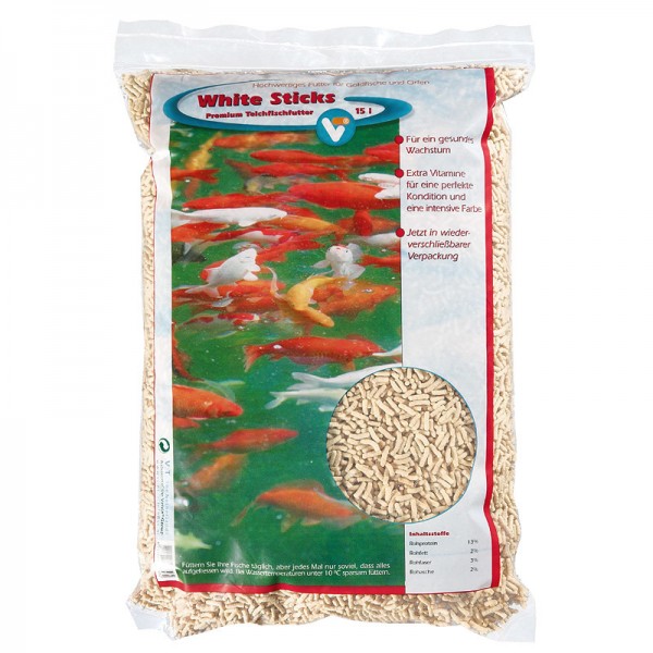 Velda White Sticks Premium Fischfutter Teich 15 Liter