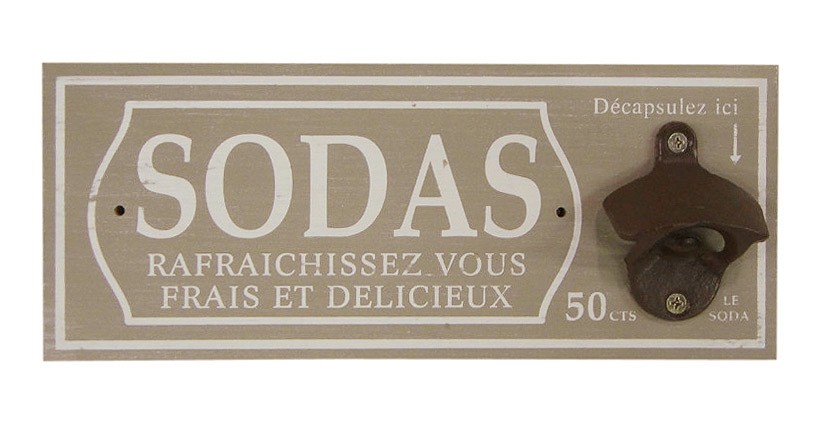 Wandflaschenöffner Nostalgie Flaschenöffner SODAS Vintage Antik-Stil Frankreich