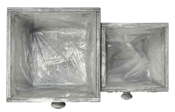 Schublade zum Bepflanzen 2 Stück Pflanzschublade Holz Blumentopf Set Grau