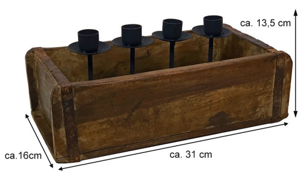 Adventskranz Alte Ziegelform zum Dekorieren Holz 4 Kerzenhalter Vintage-Stil