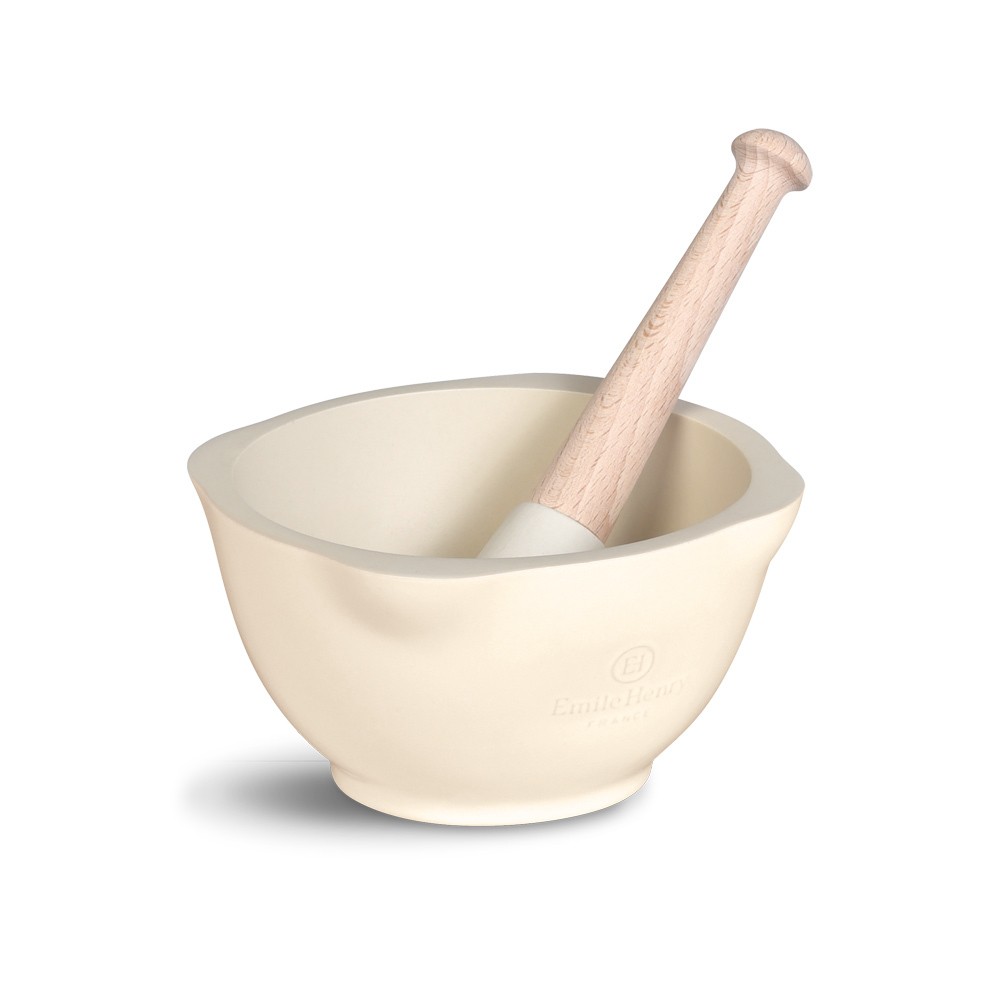 Emile Henry Mörser mit Stößel HR Ceramic® Beige 15cm