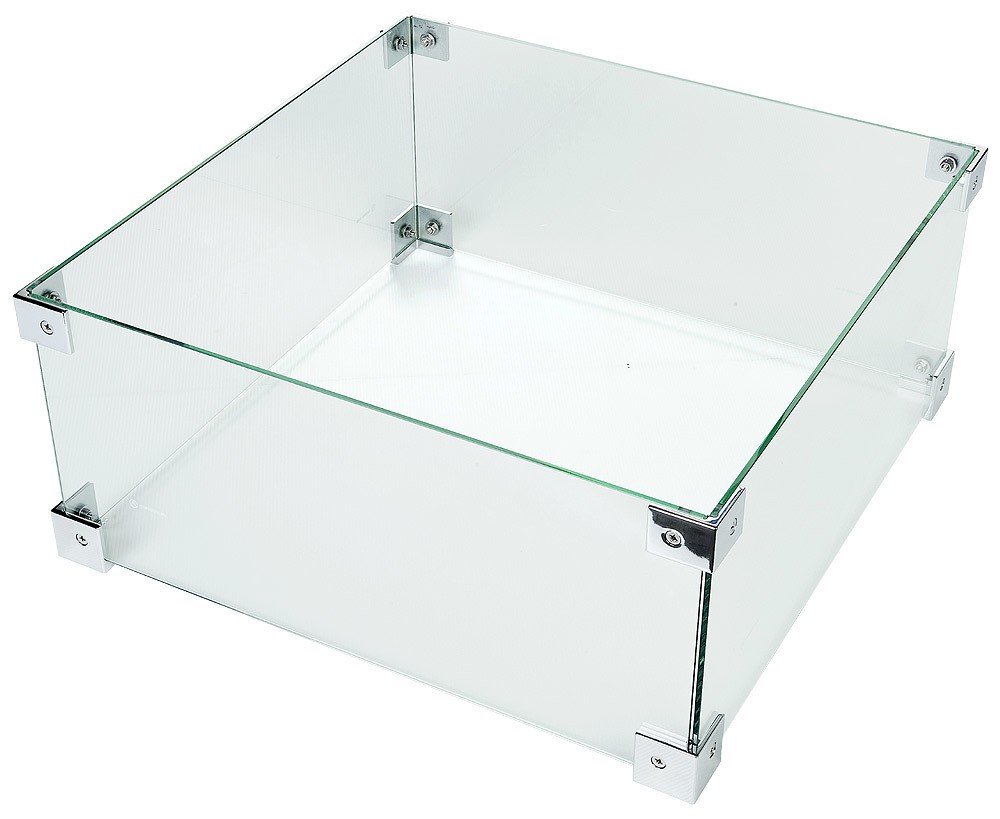 Happy Cocooning Glasschirm für Feuertisch groß rechteckig & quadratisch 56x56x26cm