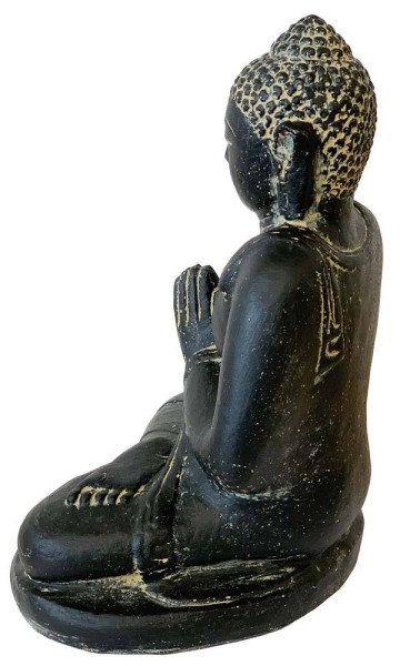 Buddha Figur 30 cm Guss-Stein Massiv Frostsicher Sitzend Gruß Garten Statue