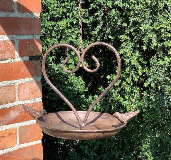 Vogeltränke Hängend Vogelbad zum Aufhängen Vogelfutterschale Vögel Vintage Braun