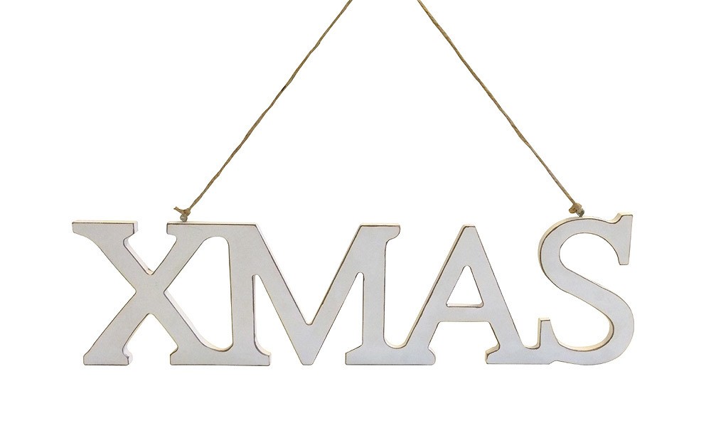Dekobuchstaben XMAS Christmas Hängedeko Weihnachten Holz Weiss 44cm
