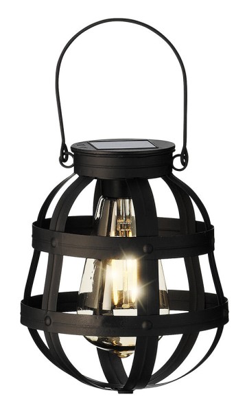 Solarleuchte Garten Balkon Vintage-Stil Schwarz mit Spieß und zum Aufhängen