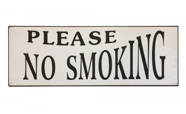 Blechschild Please NO SMOKING Vintage Antik-Stil Rauchen verboten Schild 35x12cm