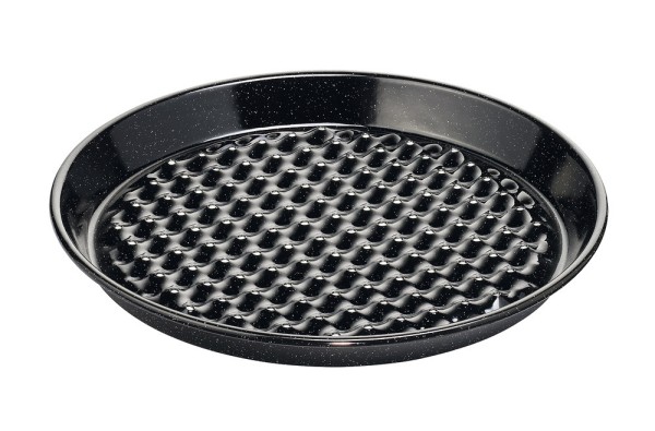 Riess Grilltasse Rund Emaille Grillschale Schwarz Gelocht 32cm