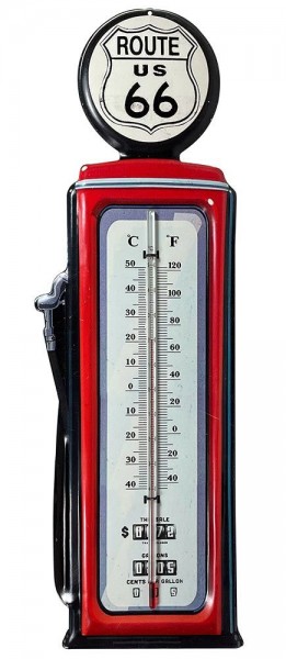 Wandthermometer ROUTE 66 US Zapfsäule Thermometer Vintage Nostalgie Blechschild