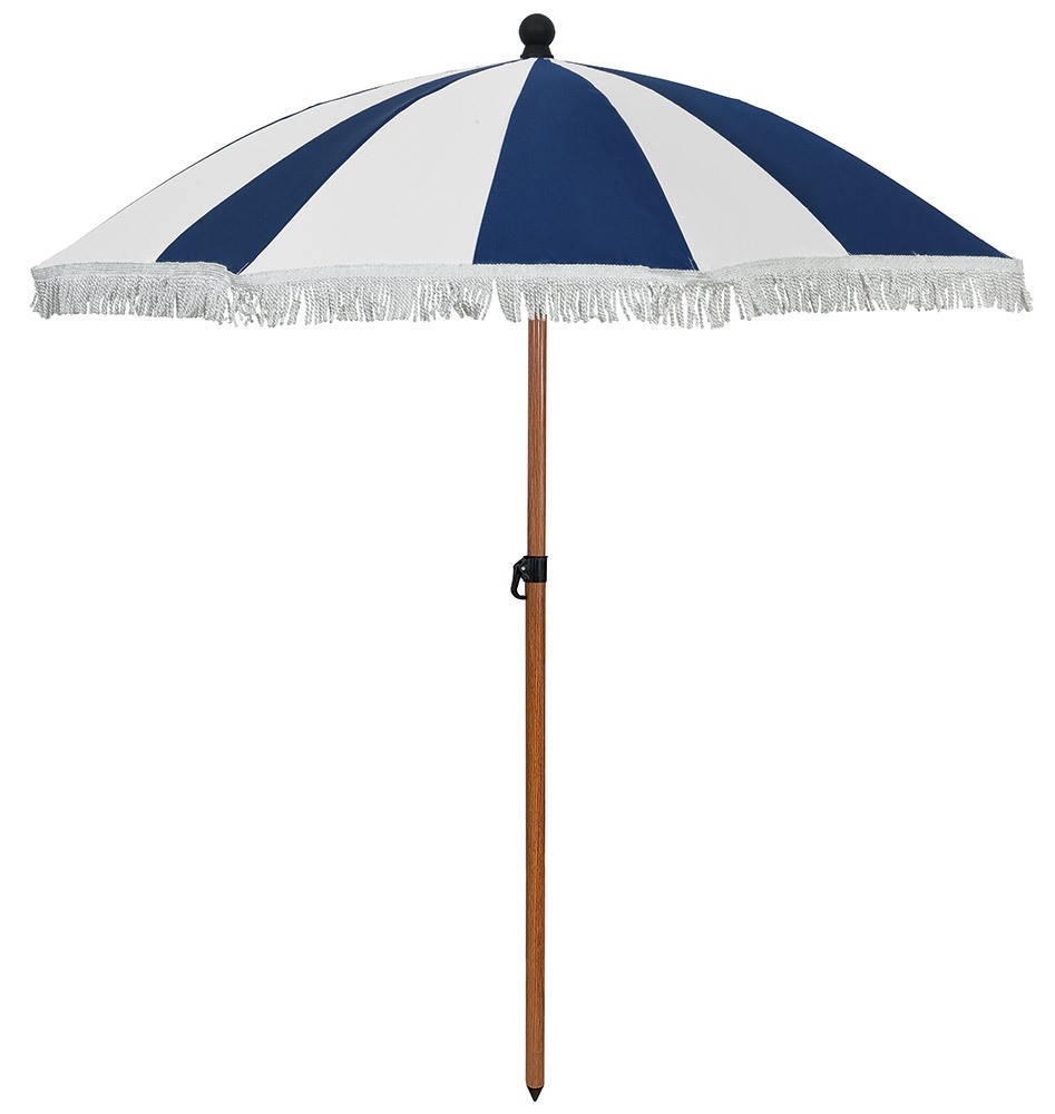 Sonnenschirm Gestreift Blau Weiß Gartenschirm Neigbar Strandschirm Erdspieß Ø 160cm Sonnenschirm Gestreift Blau Weiß Gartenschirm Neigbar Strandschirm Erdspieß Ø 160cm