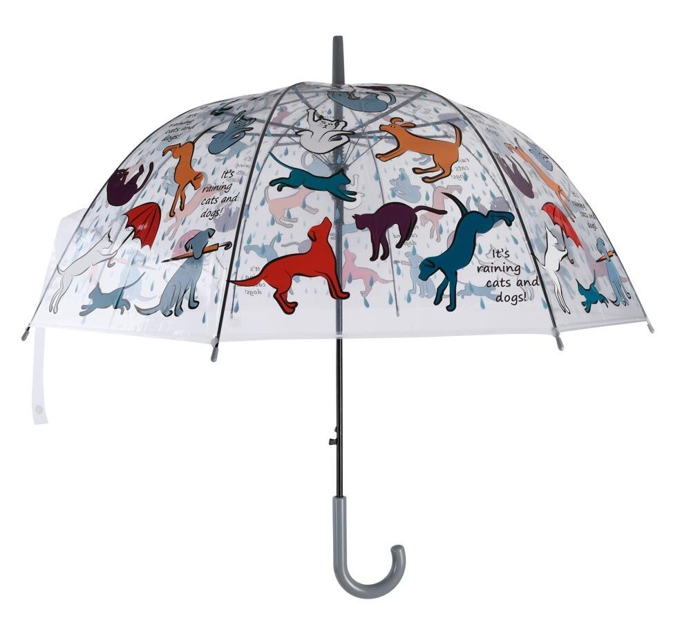 Image of Regenschirm It`s raining cats and dogs Stockschirm Hund Katze Transparent Ø 85cm