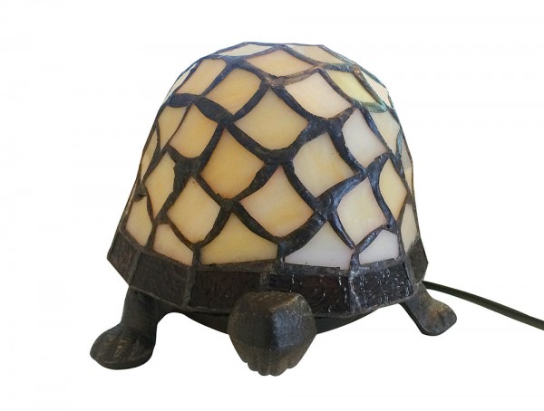 Tiffany-Leuchte Schildkröte Tiffanylampe Tischlampe Tischleuchte Weiß