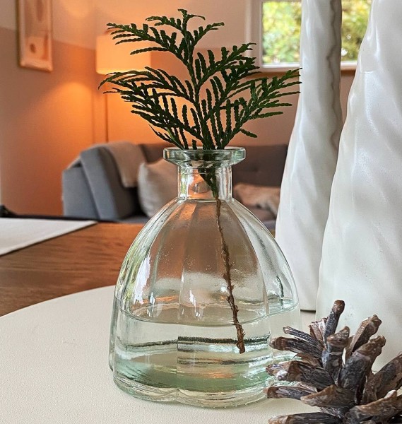 Vase Glas Vintage Tischvase Transparent Blumenvase Nostalgie Dekovase 11cm
