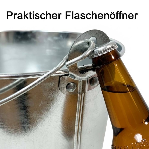 Getränkekühler Sektkühler Zinkeimer mit Flaschenöffner Weinkühler für Party