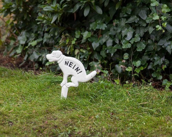Verbotsschild Hundehaufen NEIN! Hundekot Hundeklo Gusseisen Weiß