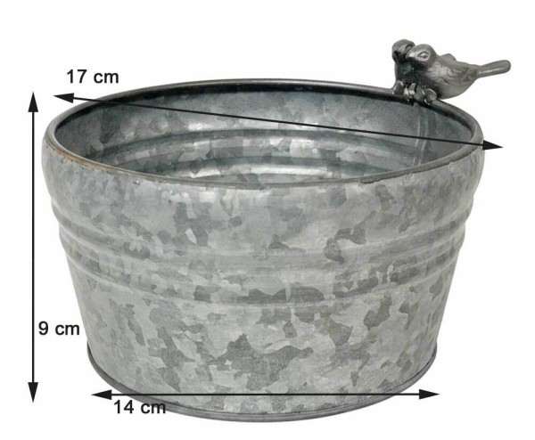 Blumentopf Rund Vögel Zink Vintage Stil Pflanztopf Übertopf Metall