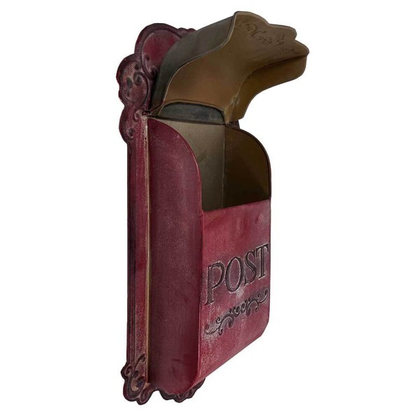 Briefkasten POST Zink Vintage Postkasten Rot patiniert Wandbriefkasten Landhaus