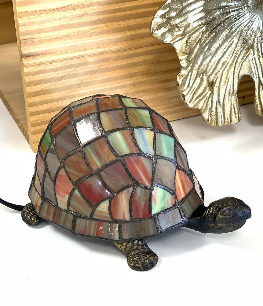Tiffany-Leuchte Schildkröte Tiffanylampe Tischlampe Tischleuchte Rot Bunt günstig online kaufen