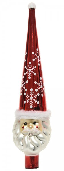 Christbaumspitze Weihnachtsmann Echt Glas Rot Weiß Weihnachtsbaumspitze 30cm