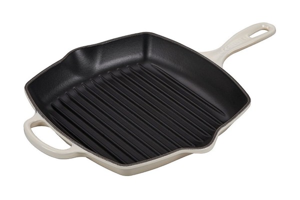 Le Creuset Grillpfanne Quadratisch Signature Gusseisen Meringue 26cm