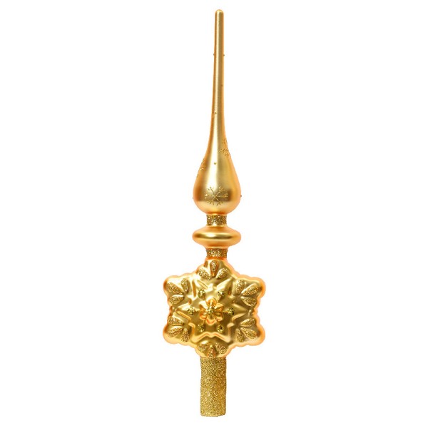 Christbaumspitze Schneeflocke Echt Glas Gold Weihnachtsbaumspitze 31cm