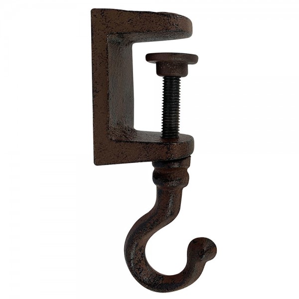 Klemmhaken Befestigungshaken Schraubzwinge mit Haken Gusseisen Braun Antik-Stil